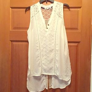 White Sheer Lace Tank Top